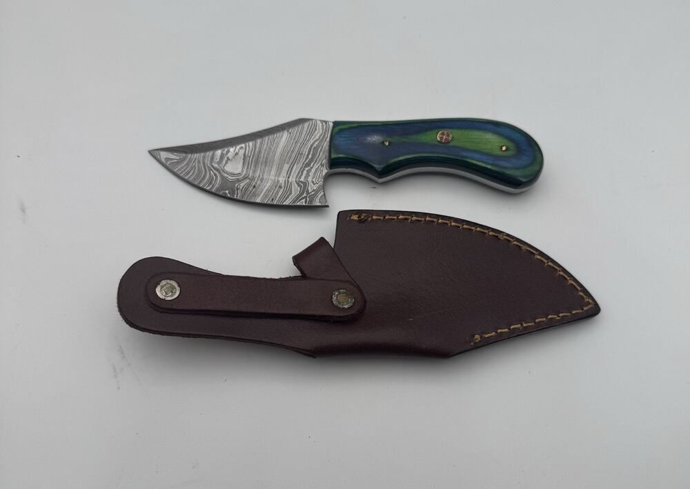 Handmade Damascus Steel Fixed Blade Knife w/ Leather Sheath – Pakistan Made NEW